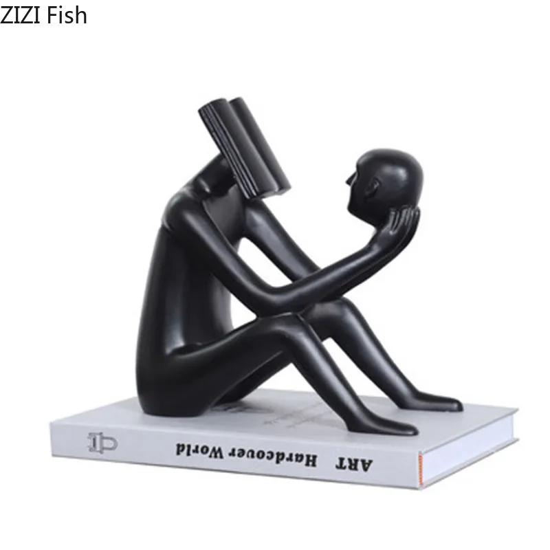 Book Reader Figure Sculpture Room Aesthetic Decor Creative Character Resins Crafts Abstract Figures Statue Desk Decoration