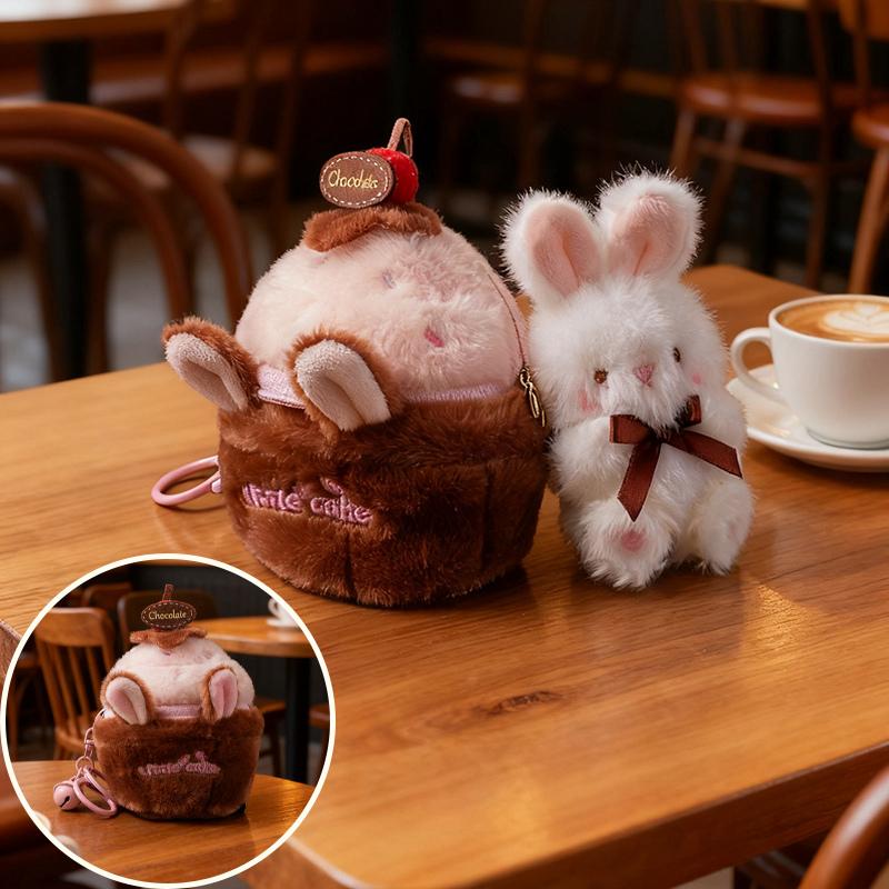 Simulated Chocolate Cake Plush Stuffed Toys Kawaii Cake Nest Doll Pendant Keychain Decoration Creative Gifts For Kids Friends