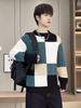 Men's Winter Thickened Color Block Knit Sweater - Warm, Casual, Trendy Fashion