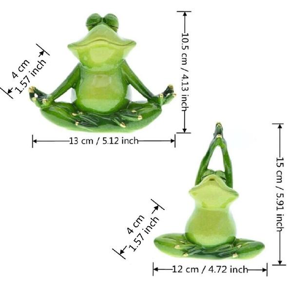 Queemie® Set of 2 Creative Yoga Frogs Statues, 2 Different Yoga Poses Froggy Sculptures, Mascot Frogs Meditation Resin Collectible Figurines for