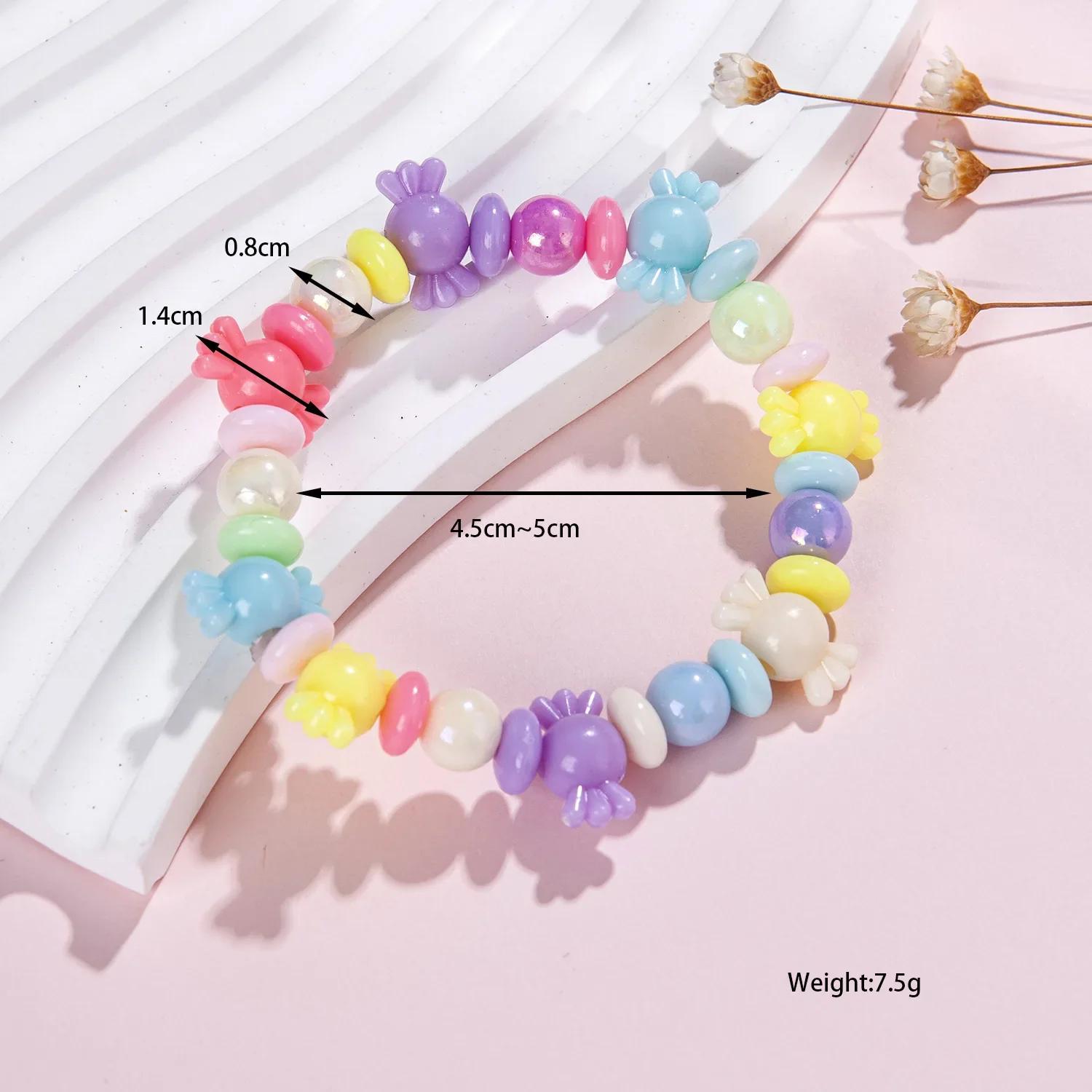 

b12 New Cute Style Japan Exaggeration Colorful Candy Design Sense Bear Star Acrylic Beaded Elastic Exquisite The Best Bracelet