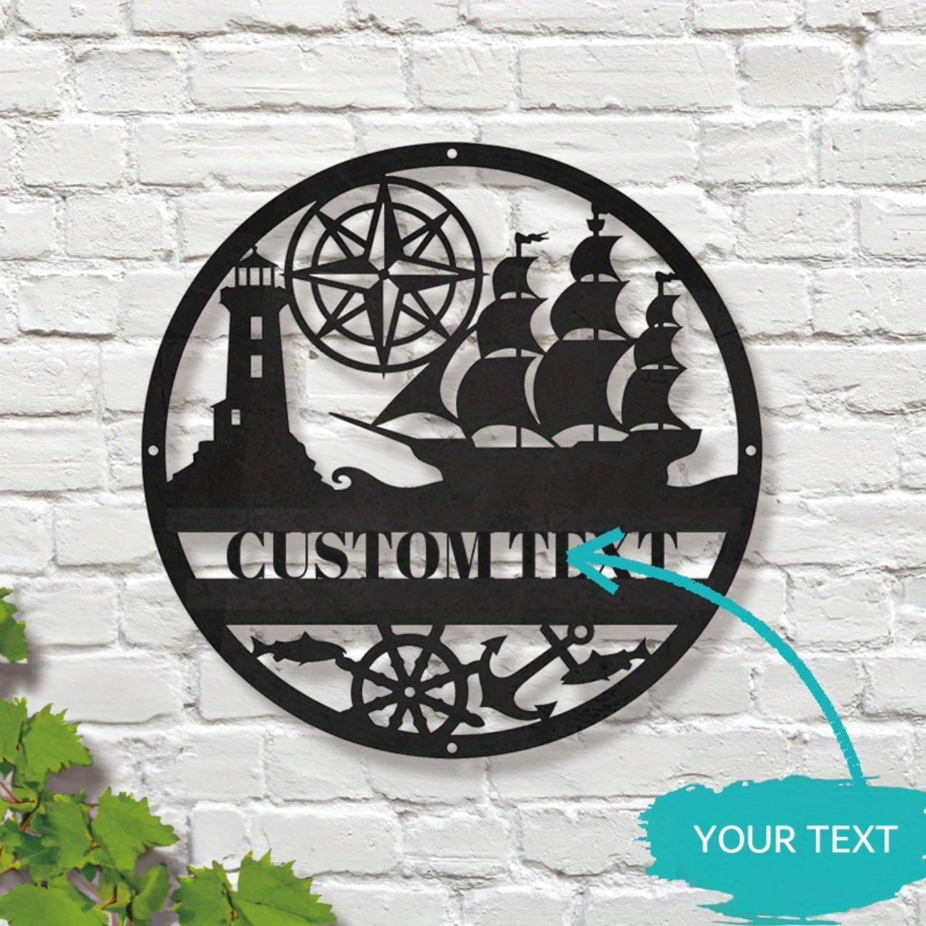 

Vintage Nautical Metal Wall Art Personalized Home Decor Custom Rustic Sign S чёрный