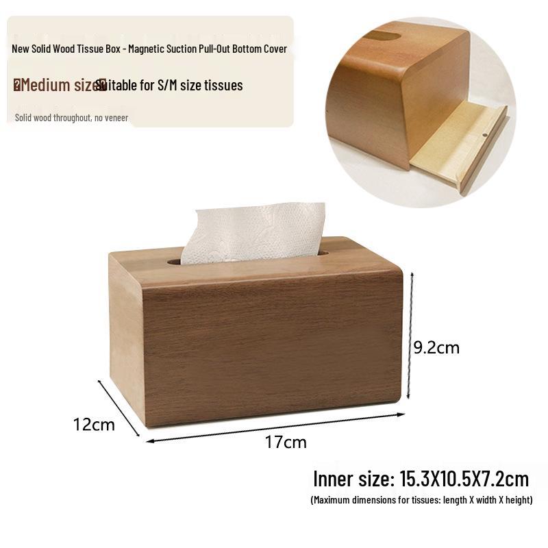 Nussbaumfarbene magnetische Holz-Taschentuchbox - Moderner chinesischer Stil für Ess- und Wohnzimmer oder Hotelnutzung