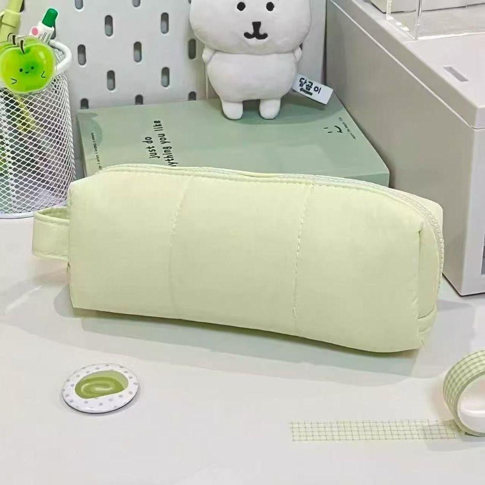 Soft Touch Pencil Case Solid Color Stationery Pouch Portable Pen Bag Students
