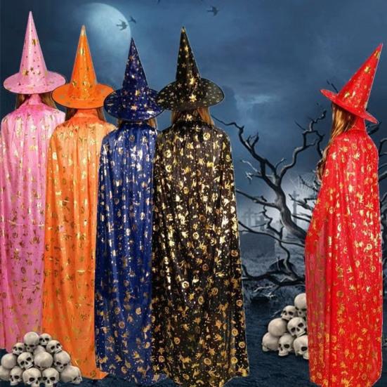 Halloween-Umhang, feine Verarbeitung, Cosplay-Kostüm, Anzieh-Sternmuster-Hut für Halloween-Weihnachtsfeiern