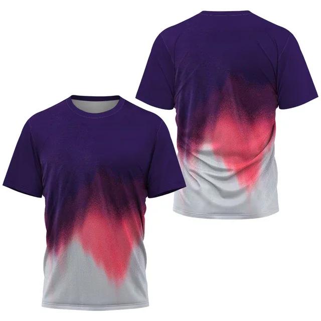 Fashion Gradient Stripe Print T Shirt For Men Badminton Table Tennis Training Clothing Summer Tops Casual O-neck Sports T-Shirts