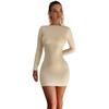 Sexy Long Sleeve Backless Fitted Solid Color Bodycon Dress