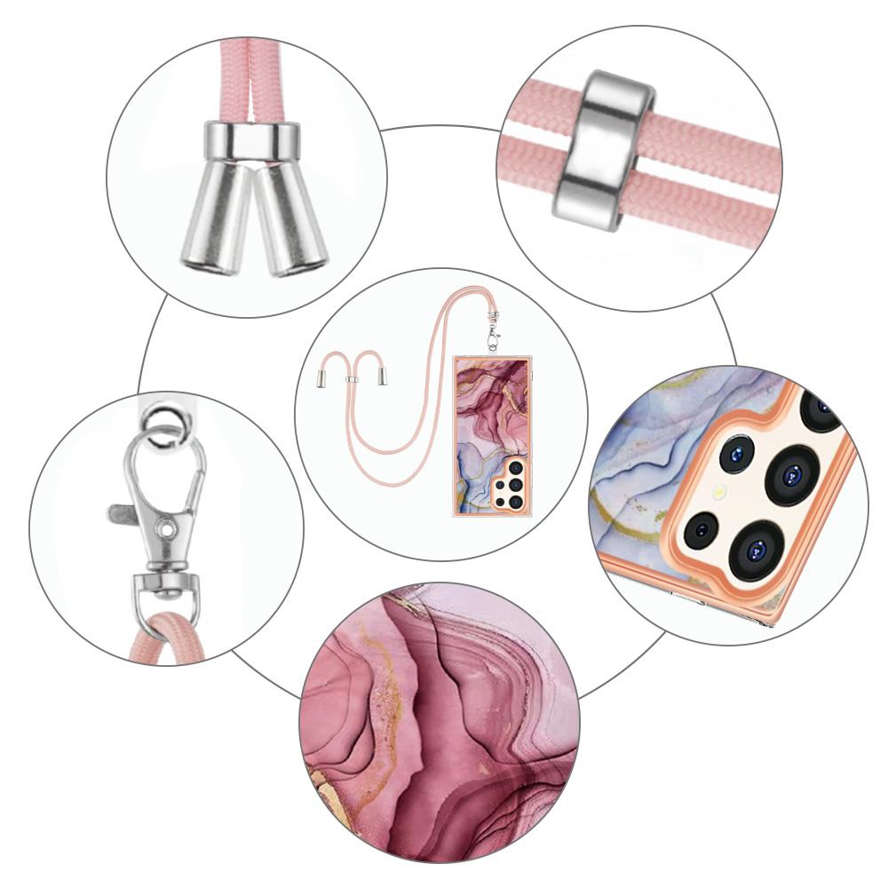 Abnehmbares Umhängeband mit rosarotem Marmor-Schnalle oder Anti-Fall-Ring oder weiche Handyhülle mit glattem Design für Samsung iPhone Redmi Oppo Moto Honor Google Sony ...