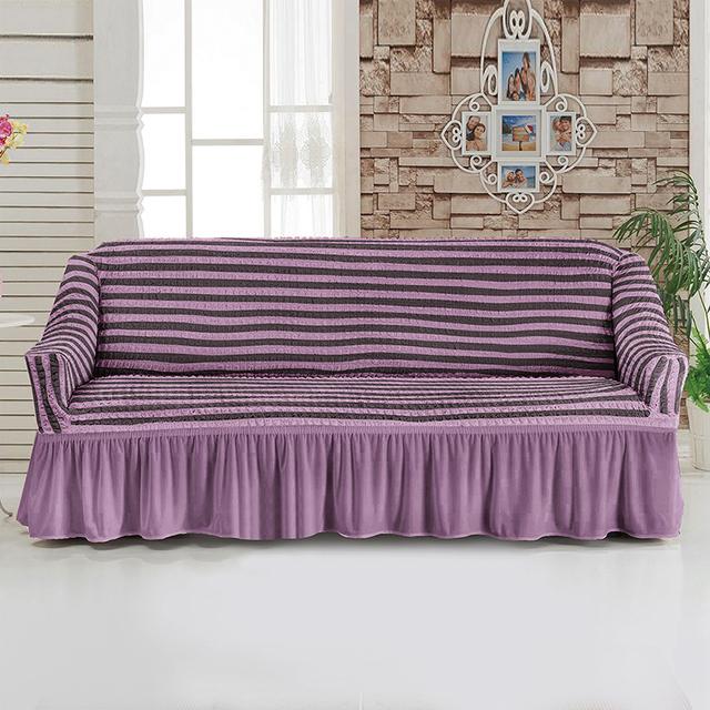Universal Sofa Furniture Slipcover With Skirt Fitted Couch Cover For 1 /2 /3 /4 Seaters ,Washable Top Elastic Durable Seersucker Material