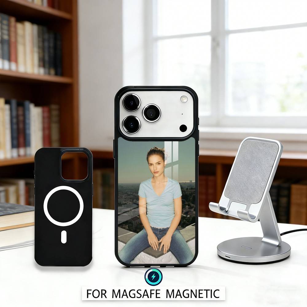 Elegant Natalie Portman Phone Case For iPhone17,16,15,14,13,12,Pro,Max,Magnetic For Magsafe Wireless Charging