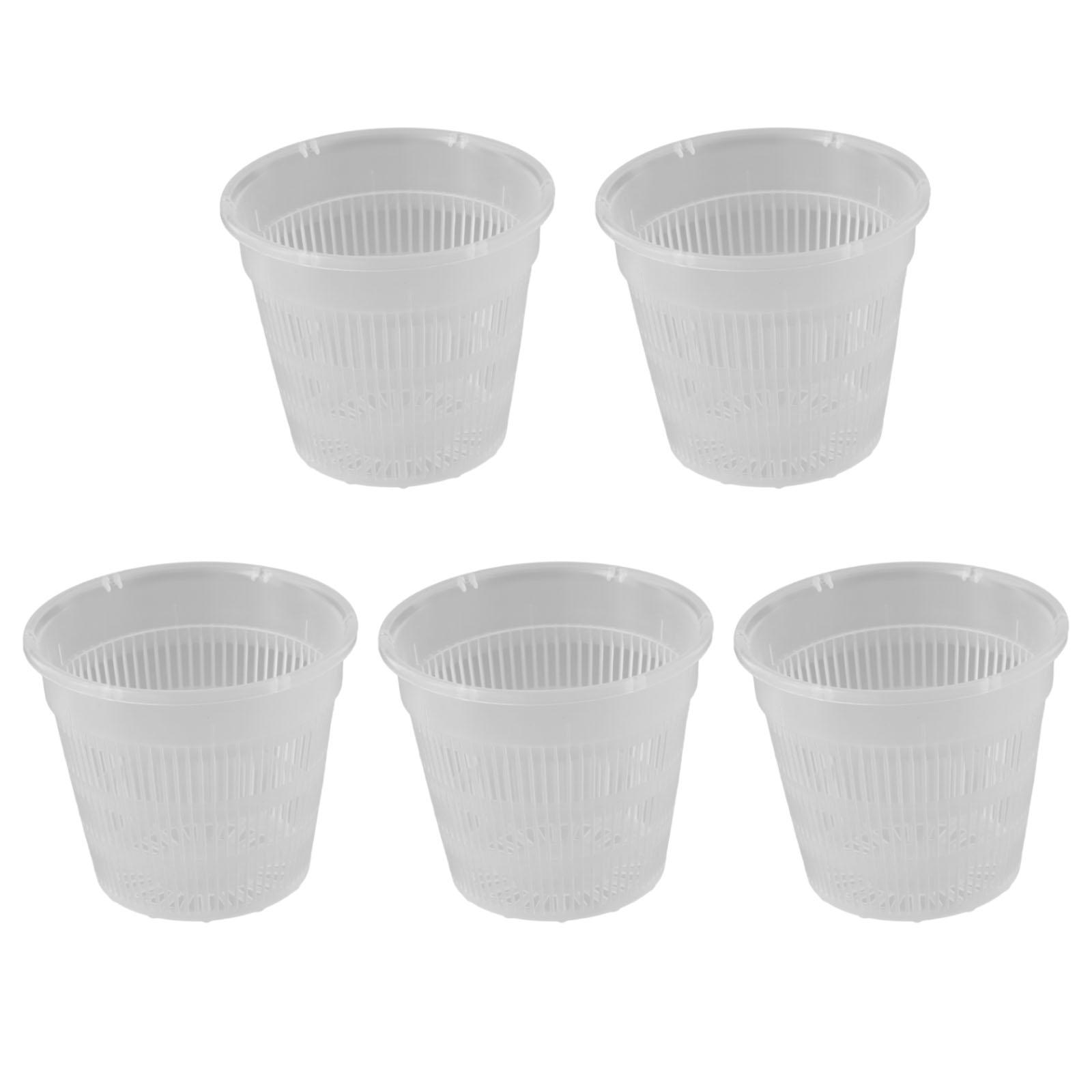 

5 Pcs Meshpot Clear Plastic Orchid Pots With Tray Plastic Clear Flower Plant Repotting Desktop Plant Orchid Pot