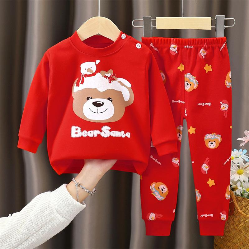 2026 Summer Children Full Sleeve Underwear Suits Baby Spring O-Neck Cartoon Cotton Pajama Set Long Pant Kids Home Wear Clothing Suit for Girl Boy