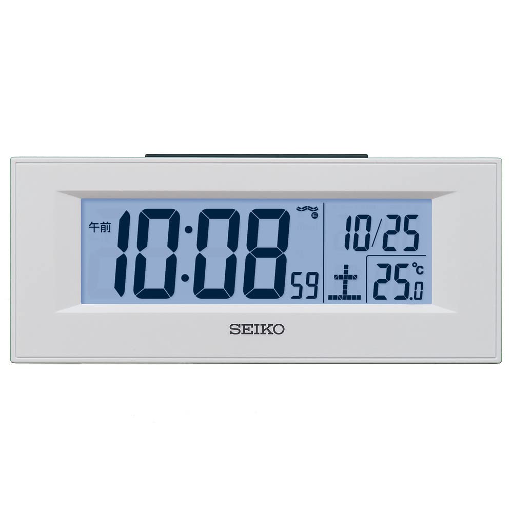 Seiko Clock Desk Clock Alarm Clock Radio Controlled White Digital LED Backlight 64 x 154 x 39 mm DL218W