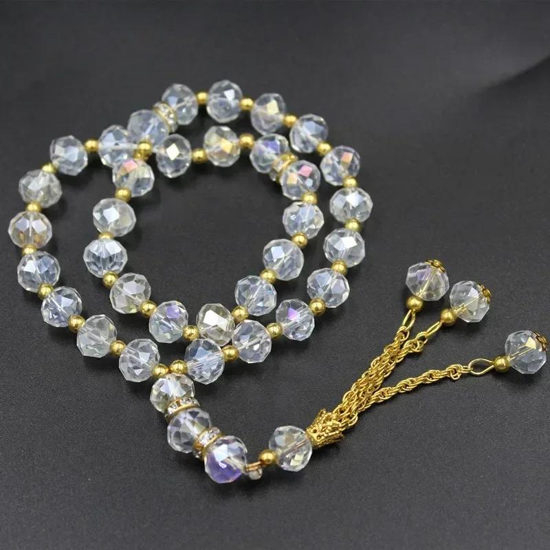 10mm 33pcs Glass Tassel Turkish Muslim Rosary Islamic Prayer Beads Bracelet for Women Jewelry Tasbih Tasbeeh Allah Mohammed