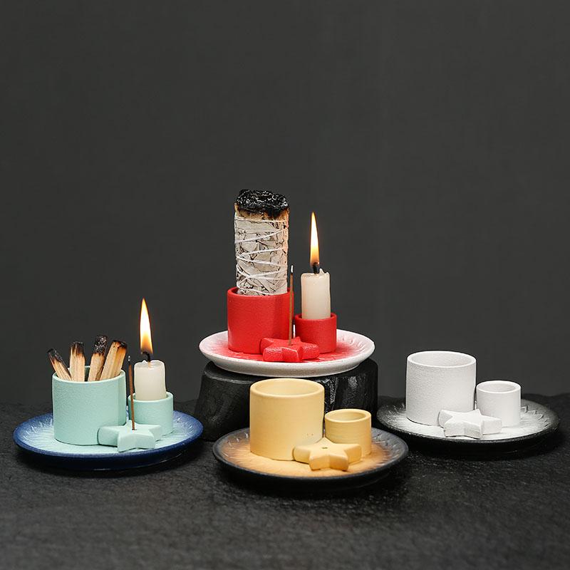 1pc Ceramic Incense Burner Set - 4-in-1 Handcrafted Incense Stick & Palo Santo Holder with Smudging Tray, Elegant Bohemian Decor