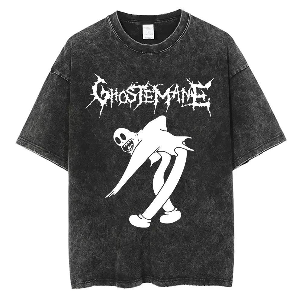 Washed Vintage Rapper Ghostemane Graphic Print Tshirt Men Women Hip Hop Rap Rock Trap Metal Gothic Oversized Tshirt Streetwear