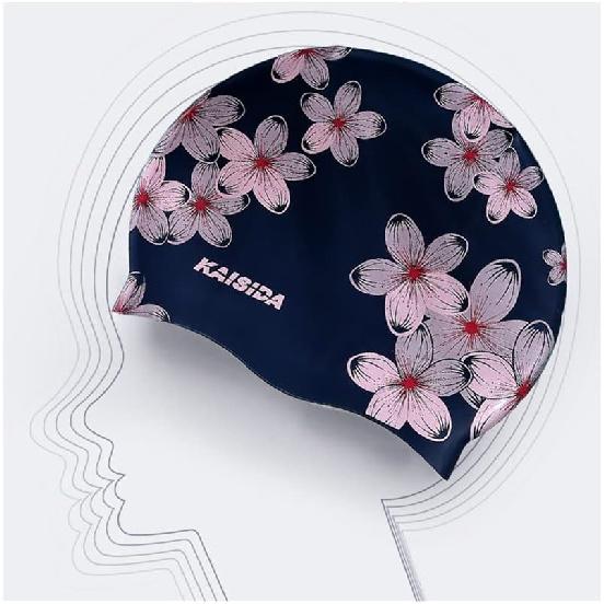 Swim Cap Women, Silicone Swimming Caps for Long Hair Anti Slip Waterproof Swim Caps for Womens Adult, Comfortable Bathing Cap Swimming Hats Fit for