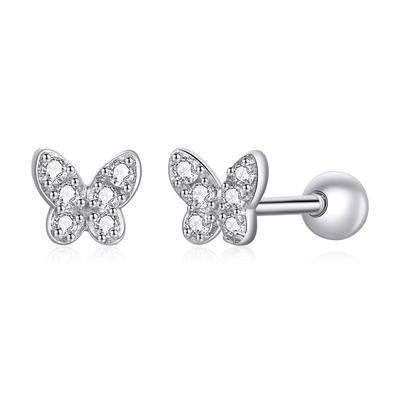 Earrings for Small Butterfly for Both 925 Platinum Cubic Butterfly Christmas Women, Earrings, Ears, Silver, Finish, Zirconia, Cute, Motif,