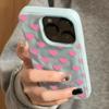 INS Korean Pink Heart Folds Texture Case For iPhone 17 16 15 14 13 12 11 Pro Max 16 Plus Candy Color Shockproof Soft Back Cover