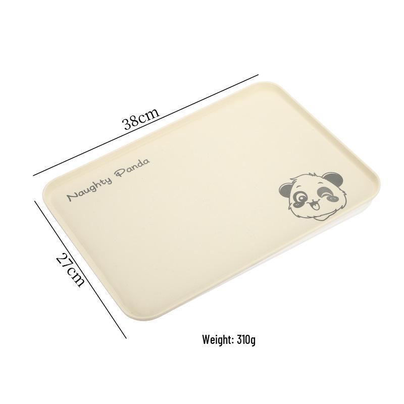 Cream Style Little Bear Rectangular Tea Tray for Cups, Snacks, and Fruits