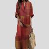 Spring  Cotton and Linen Robe Retro Ethnic Style Clothes Printed Loose Long-sleeved Dress