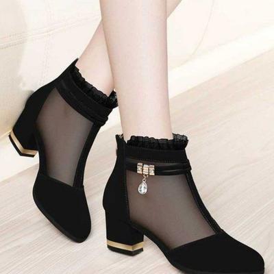 Women's Boots Women's High-heeled Sandals Women's Chunky Heel Short Boots Women's Shoes Summer New Black Shoes Women's Shoes
