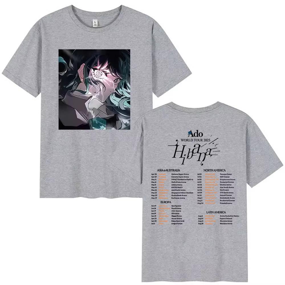 

Япония Певица ADO Мировой тур 2025 Футболки с графикой Hibana Мужские Женские Хип-хоп Высокое качество Оверсайз Хлопковые футболки Y2k Уличная одежда 4XL