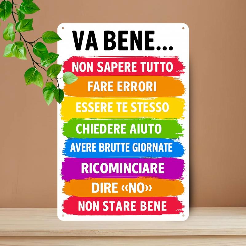 Vintage Italian Metal Wall Art Positive Life Quotes Motivational Sign for Home Office Rustic Farmhouse Decor 20x30cm(7.8x11.8inch)