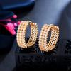 Trendy Bright Round Cubic Zircon Pave Yellow Gold Plated Circle CZ Hoop Earrings Jewelry for Women