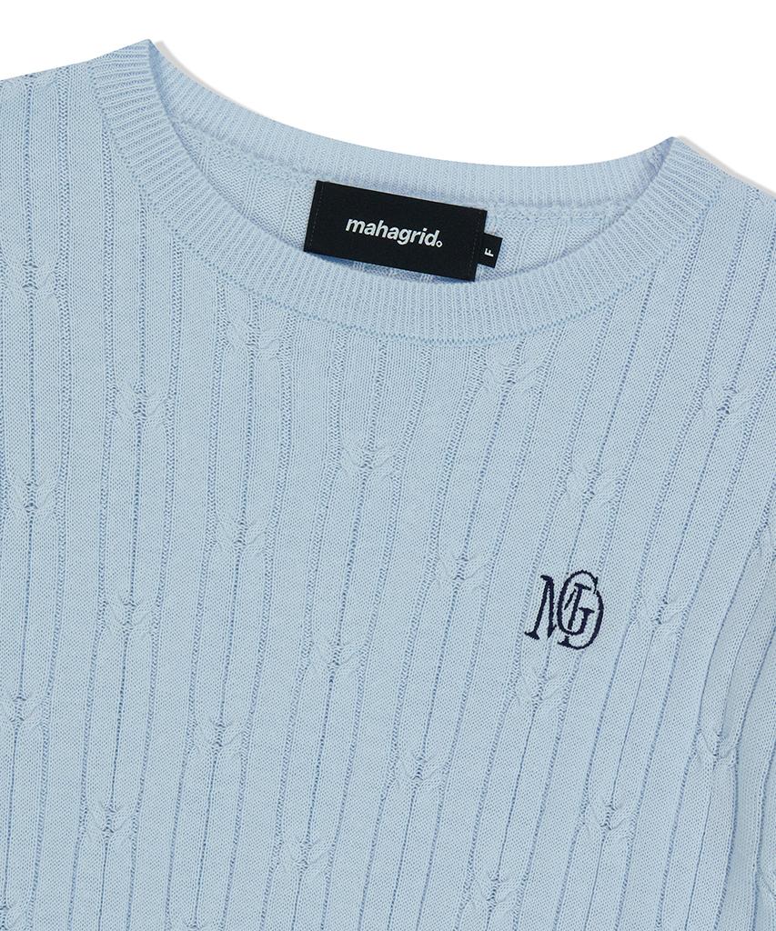 MAHAGRID Cable Half Sleeve Knit Light Blue(Mg2Fmfk612A)