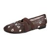 2026 Embroidered Floral Mesh Ballet Flats Women's Fashion Round Toe Summer Flat Sandals Elegant Elastic Upper Mary Jane Shoes