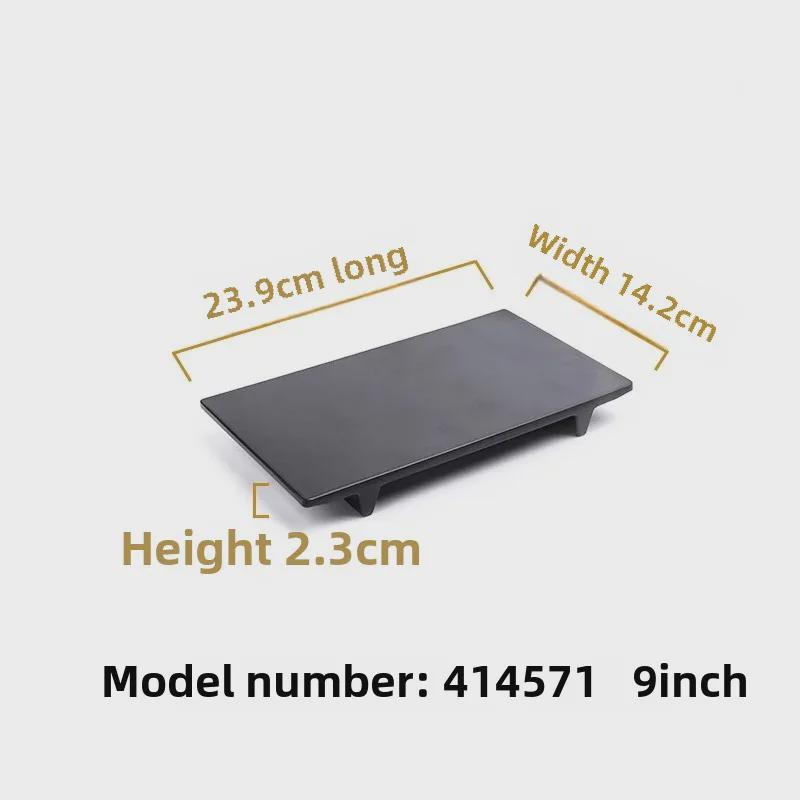 Melamine Black Tableware: Imitation Porcelain Plate for Cold Dishes, BBQ, Hot Pot, and Commercial Use.