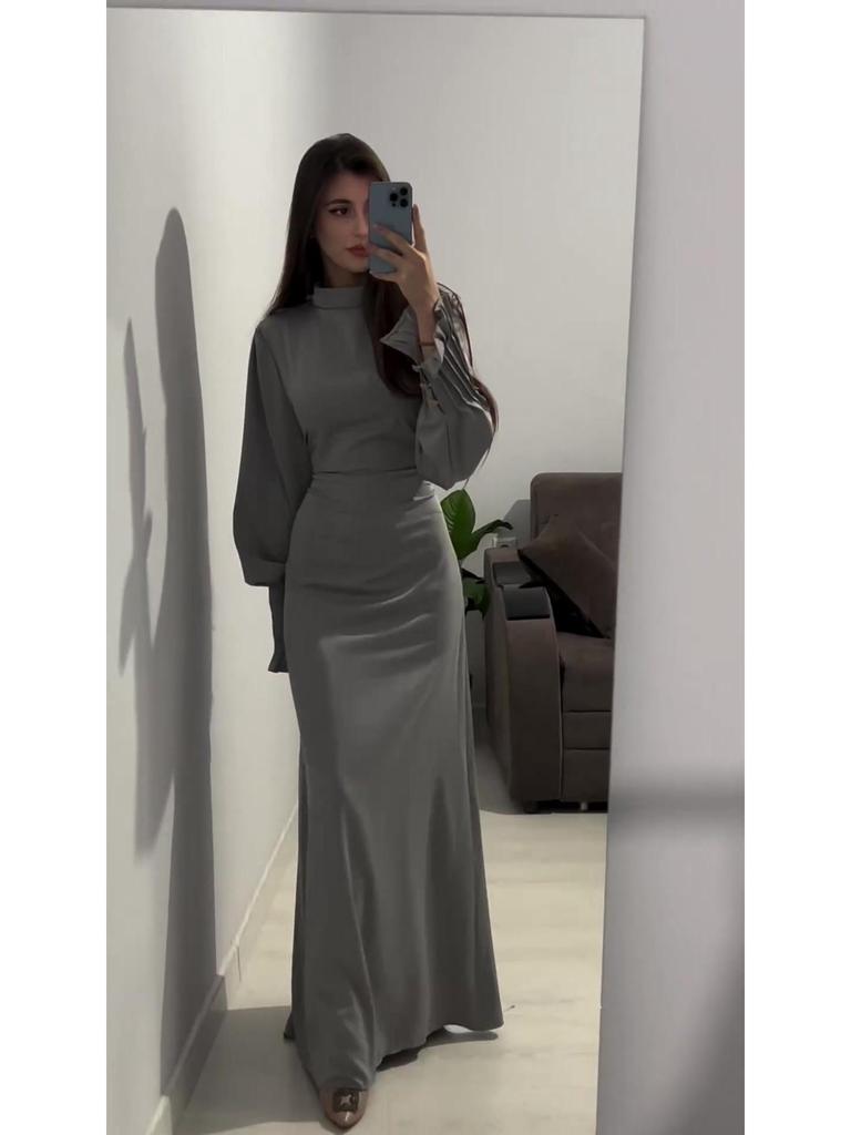 Autumn 204 Pleated Waist-Gathered Tie Court Style Dress