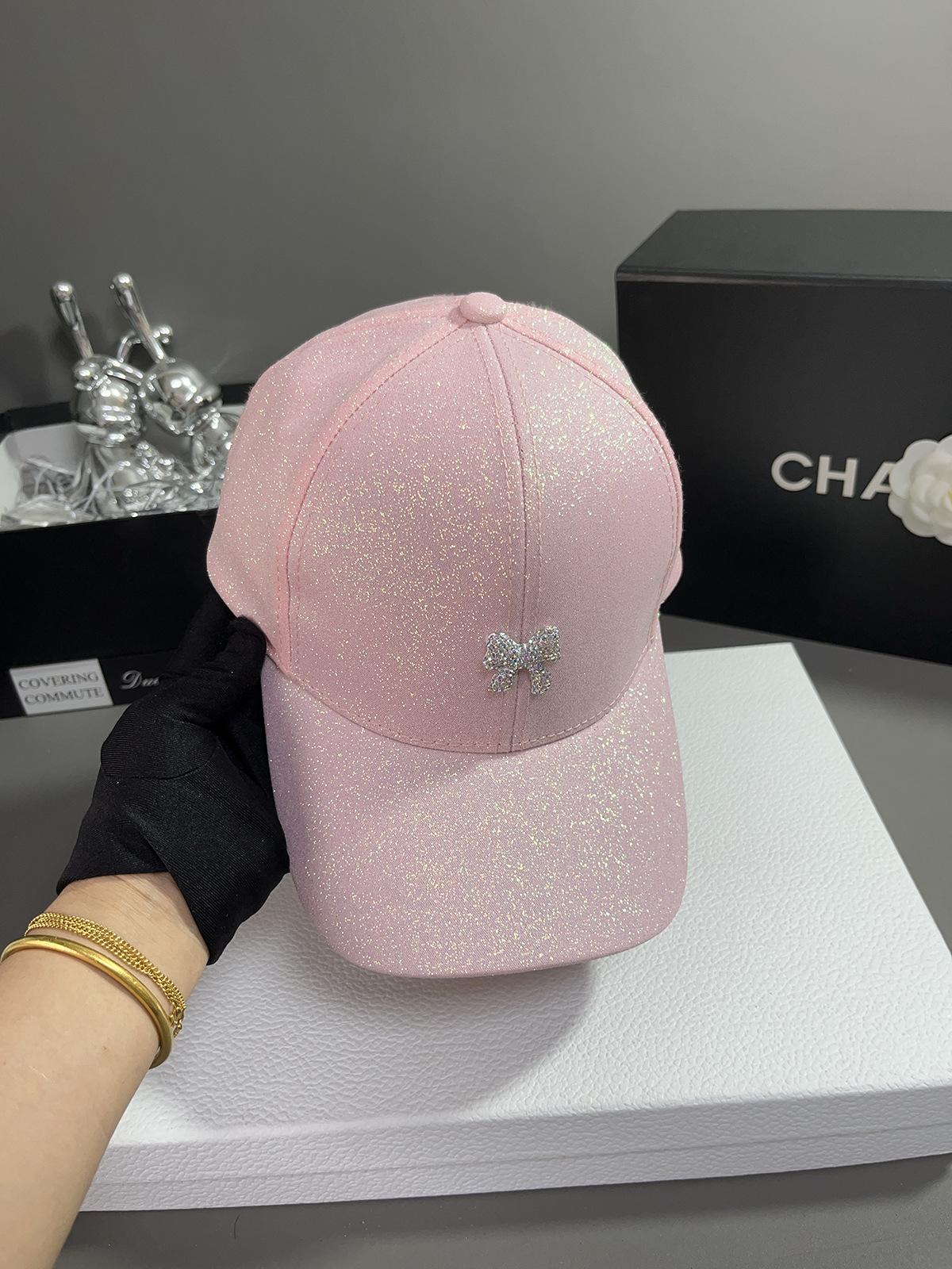 

Новая бейсболка с пайетками и бантом, модная, универсальная, уличная, для интернет-знаменитостей, для путешествий, с жестким верхом, солнцезащитная, трендовая Adjustable розовый