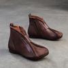 Johnature Genuine Leather Women's Shoes Flat Bottomed Comfortable Retro Short Boots