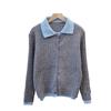 Polo Collar Long-sleeved Knitted Cardigan Autumn and Winter New Loose Design Fake Two-piece Splicing Sweater Jacket Women