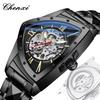 Automatic Man Watch Luxury Stainless Steel Triangle Dial Mechanical Wristwatches Skeleton Waterproof Luminous Watch
