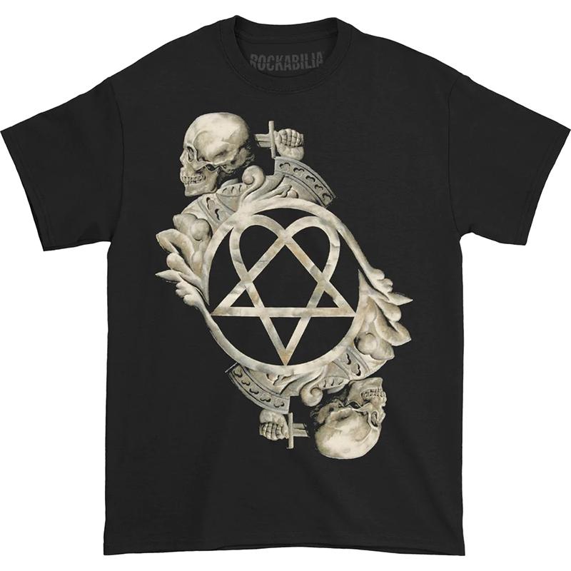 

Goth Skull Punk American Retro Male T-shirt Rock Band Hip Hop High Street Oversize Pure Cotton Fashion Original Old Style - M... 5XL різнокольоровий