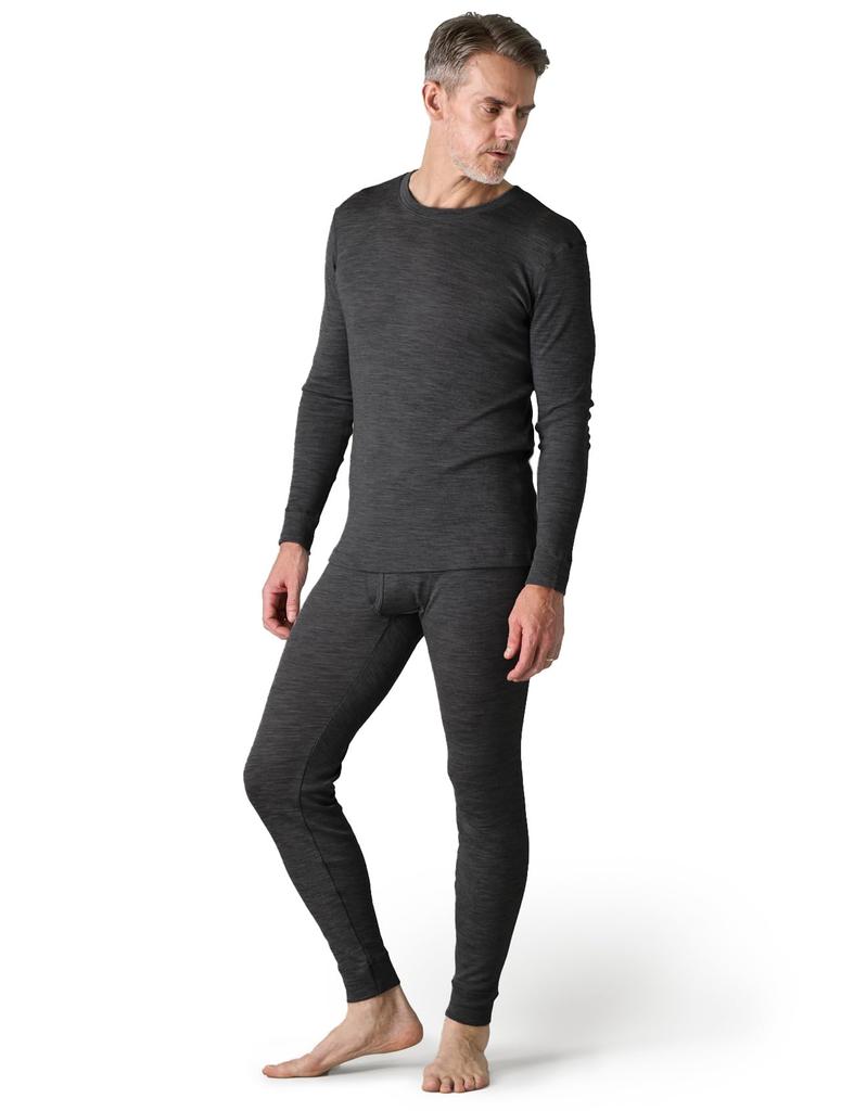 Merino Wool Underwear Warm Inner Top and Bottom (Rapasa) Men's (3.Dark Gray_(Thin Set), L)