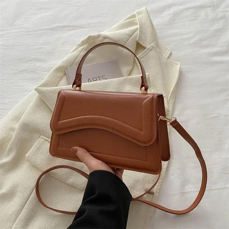 High Quality PU Leather Handbag Purse Women's Bag Solid Color Shoulder Crossbody Bags Lady Messenger Small Tote