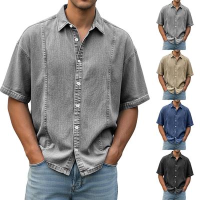 Men's Casual Stylish Washed And Distressed Shirt Top - Men's Loose-fitting Sports Short-sleeved Shirt