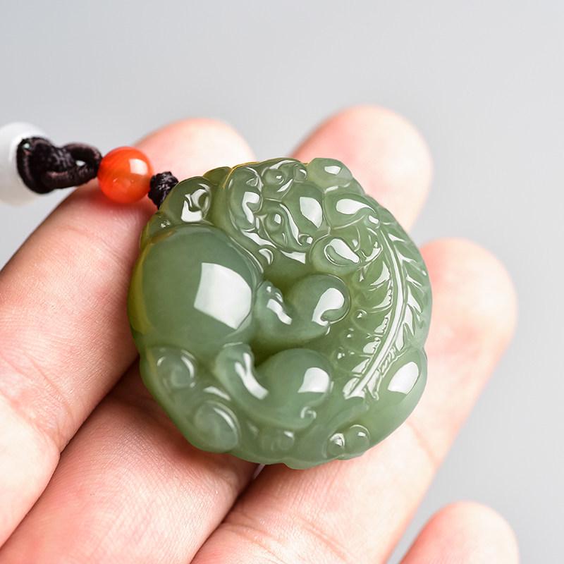 Natural Hetian Jade Pixiu Pendant, Exquisitely Carved with Ball for Men & Women
