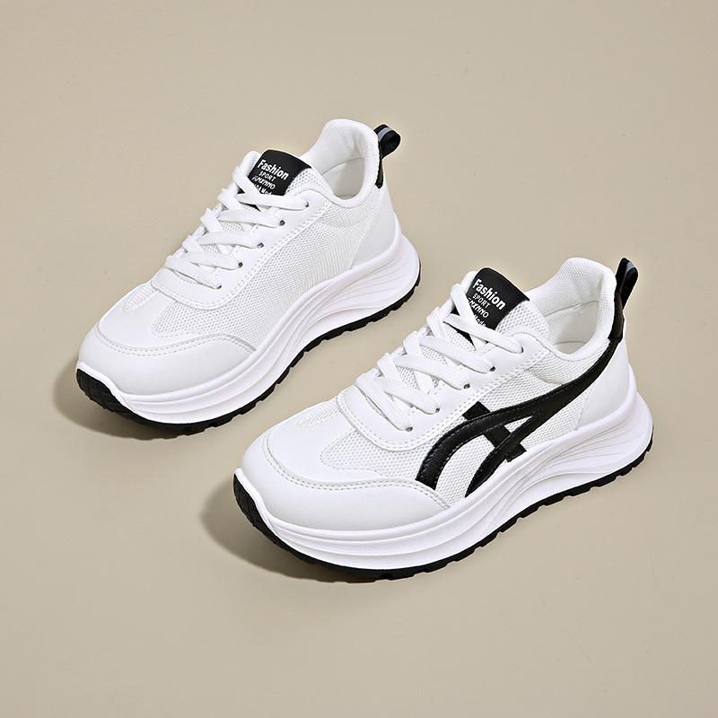 

Breathable student female feet small summer mesh 2025 new sports shoes versatile casual thick sole heightening dad shoes 40 белый