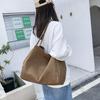 Simple Canvas Handbag For Women Large Capacity Tote Bag Travel Solid Color  Reusable Shoulder Bag