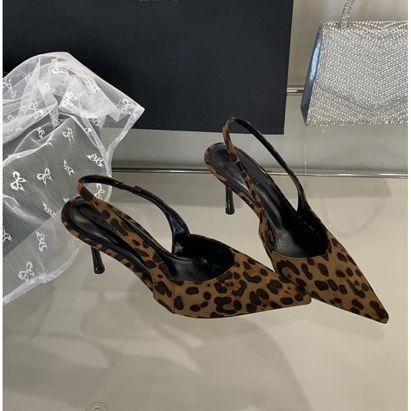 

Туфли на высоком каблуке с леопардовым принтом феи, сумка, сандалии с открытым носком, пустые туфли, простые туфли-лодочки с острым носком, подчеркивающие темперамент 40 коричневый