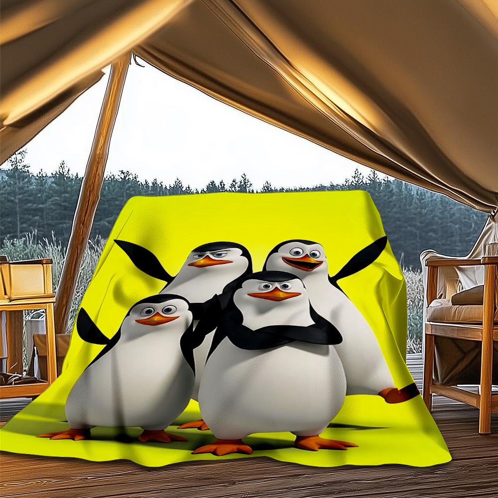 1pc Penguins of Madagascar Outdoor Soft Blanket Ultra Plush, Warm, Versatile, and Easy Care for Camping, and