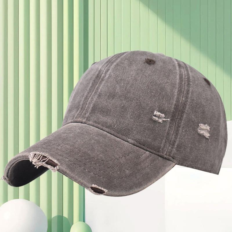 Washed and old baseball caps can be worn in all seasons, men's fashion ripped rough edge cap print hat
