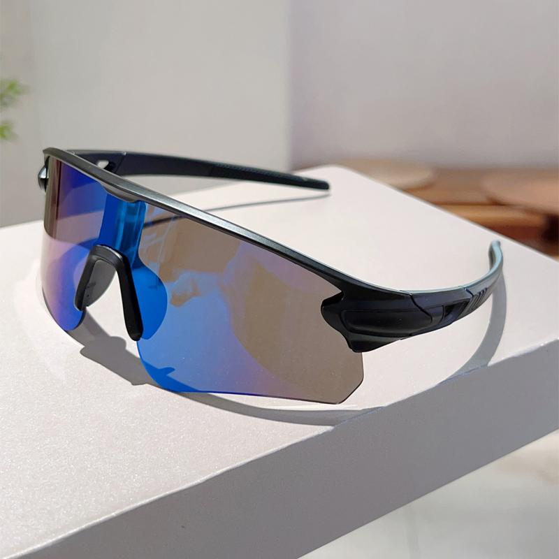 Semi Rimless Sports Goggle Men Oversized Mirror Professional Cycling Sunglasses Wrapped Round Anti-UV Protective Shades