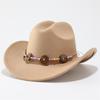 Vintage Western Cowboy Hat Ethnic Curled Top Hat Jazz Hat Travel Vacation Sun Hat Men and Women