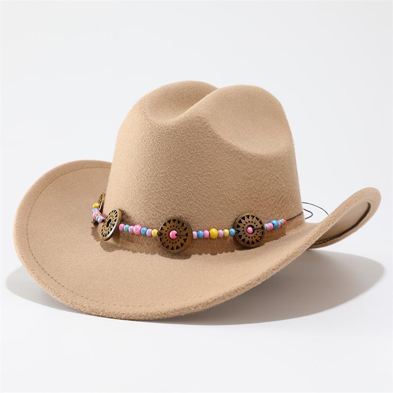 Vintage Western Cowboy Hat Ethnic Curled Top Hat Jazz Hat Travel Vacation Sun Hat Men and Women